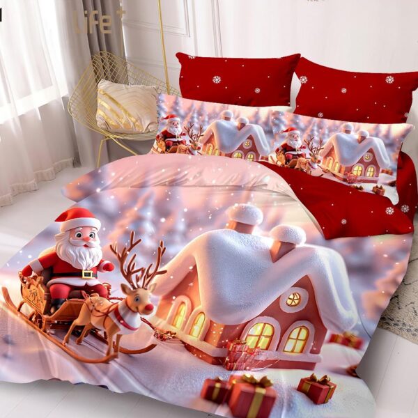 Lenjerie de pat  pentru pat dublu  Craciun  - finet , 6 piese LF7XMAS-31