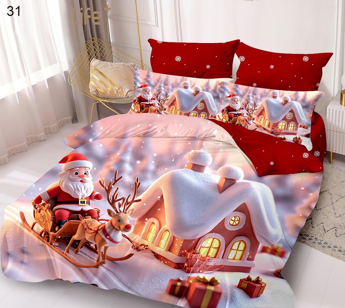31.jpg Lenjerie de pat pentru pat dublu Craciun - finet , 6 piese LF7XMAS-31 - imagine 1