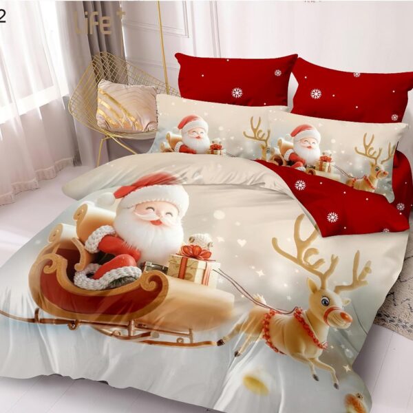 Lenjerie de pat  pentru pat dublu  Craciun  - finet , 6 piese LF7XMAS-32