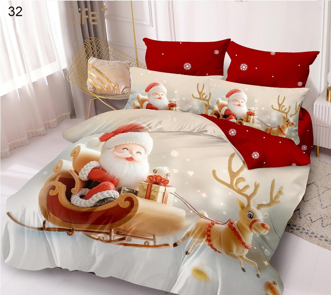 32.jpg Lenjerie de pat pentru pat dublu Craciun - finet , 6 piese LF7XMAS-32 - imagine 1