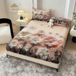Husă Pat Dublu cu elastic cu 2 fețe de pernă, Țesătură Tip Finet , Imprimeu 5D  Flori