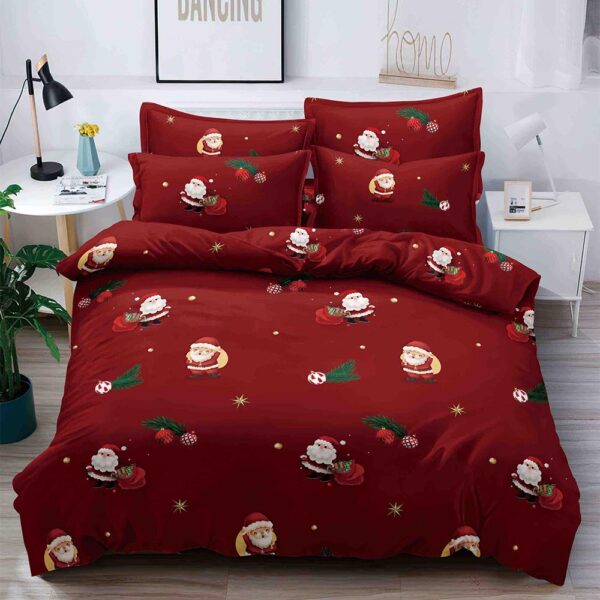 Set Lenjerie Pat Dublu , 6 Piese din Bumbac Finet , Mos Craciun  JOLFXMAS04