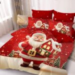 Lenjerie de pat  pentru pat dublu  Craciun  - finet , 6 piese LF7XMAS-4
