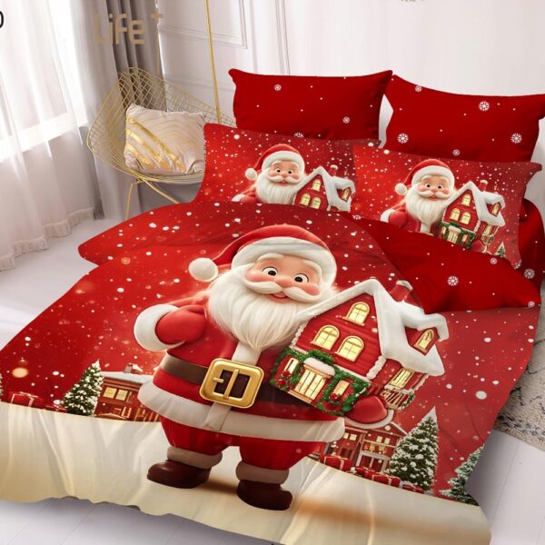 Lenjerie de pat  pentru pat dublu  Craciun  - finet , 6 piese LF7XMAS-4