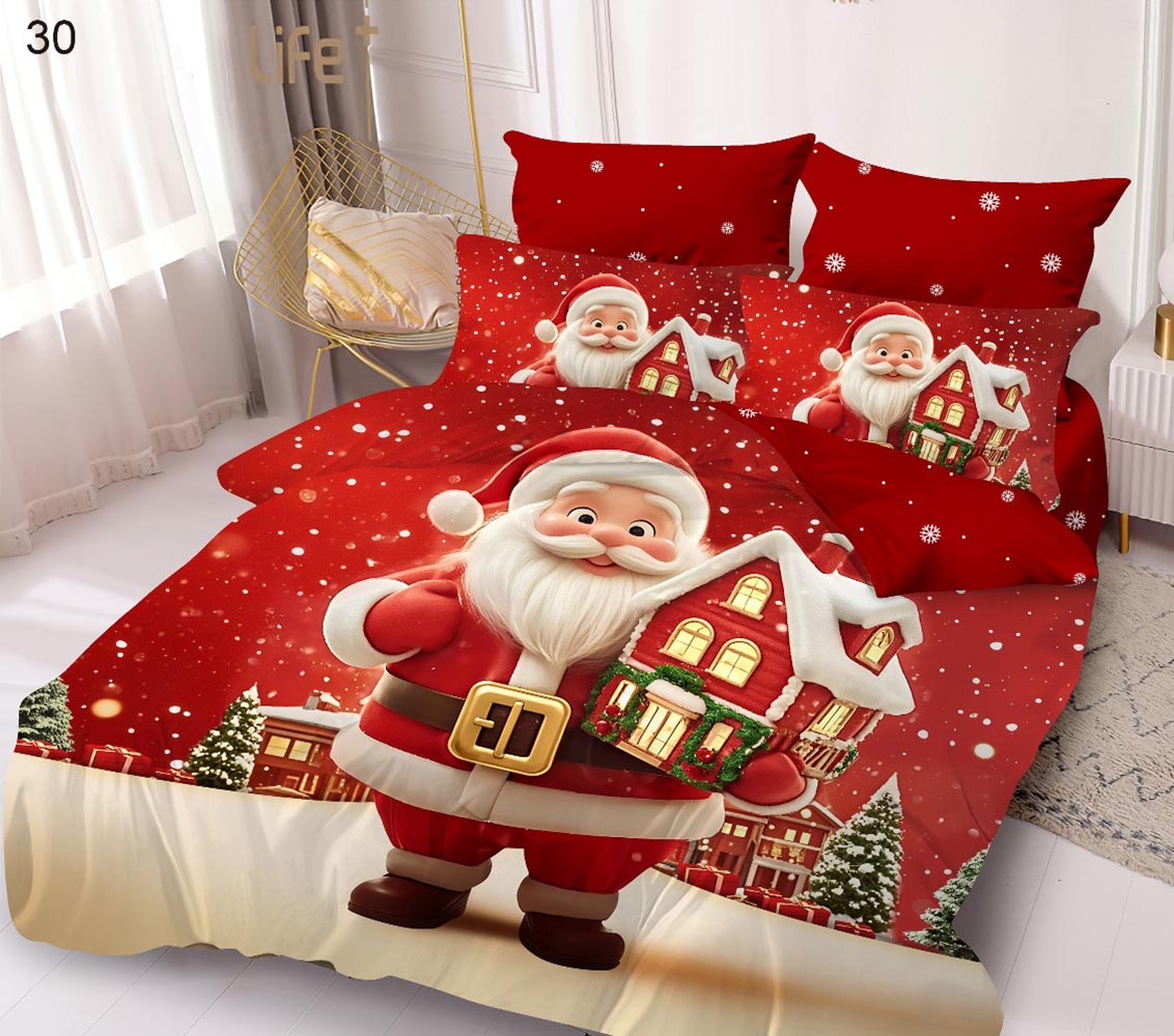 4-1.jpg Lenjerie de pat pentru pat dublu Craciun - finet , 6 piese LF7XMAS-4 - imagine 1