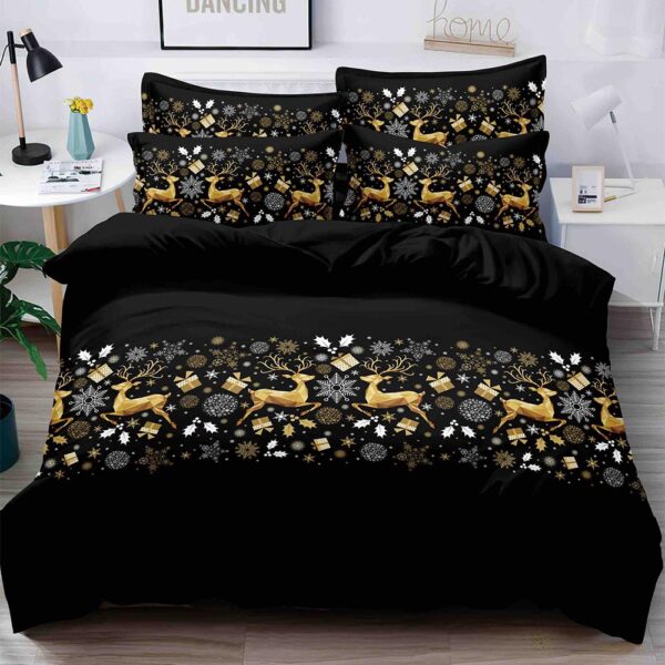 Set Lenjerie Pat 1 Persoana  din Bumbac Finet   imprimeu  Mos Craciun, 4 Piese JOLSIXMAS04