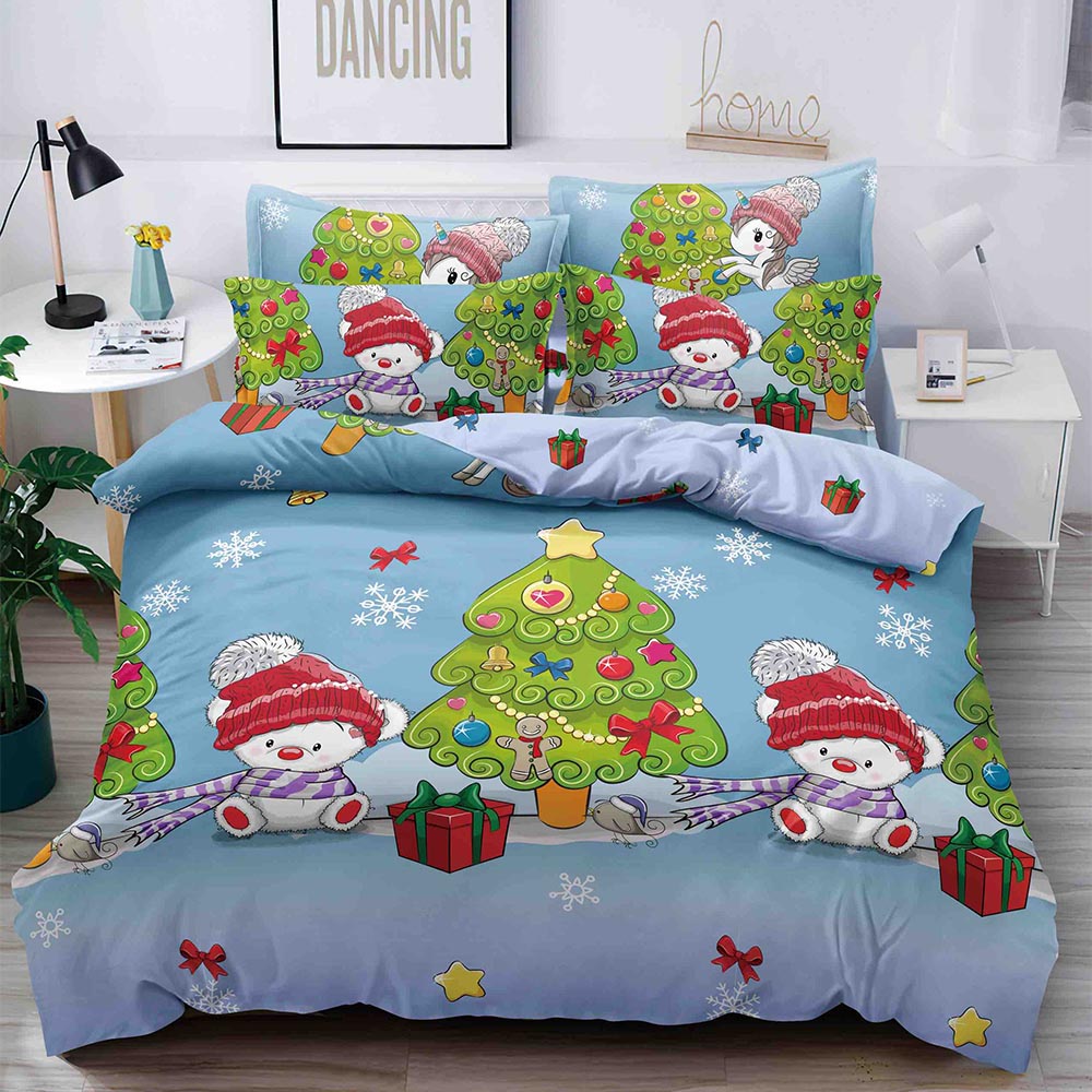 5-1.jpg Set Lenjerie Pat Dublu , 6 Piese din Bumbac Finet , Mos Craciun JOLFXMAS05 - imagine 1