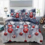 Set Lenjerie Pat 1 Persoana  din Bumbac Finet   imprimeu  Mos Craciun, 4 Piese JOLSIXMAS05