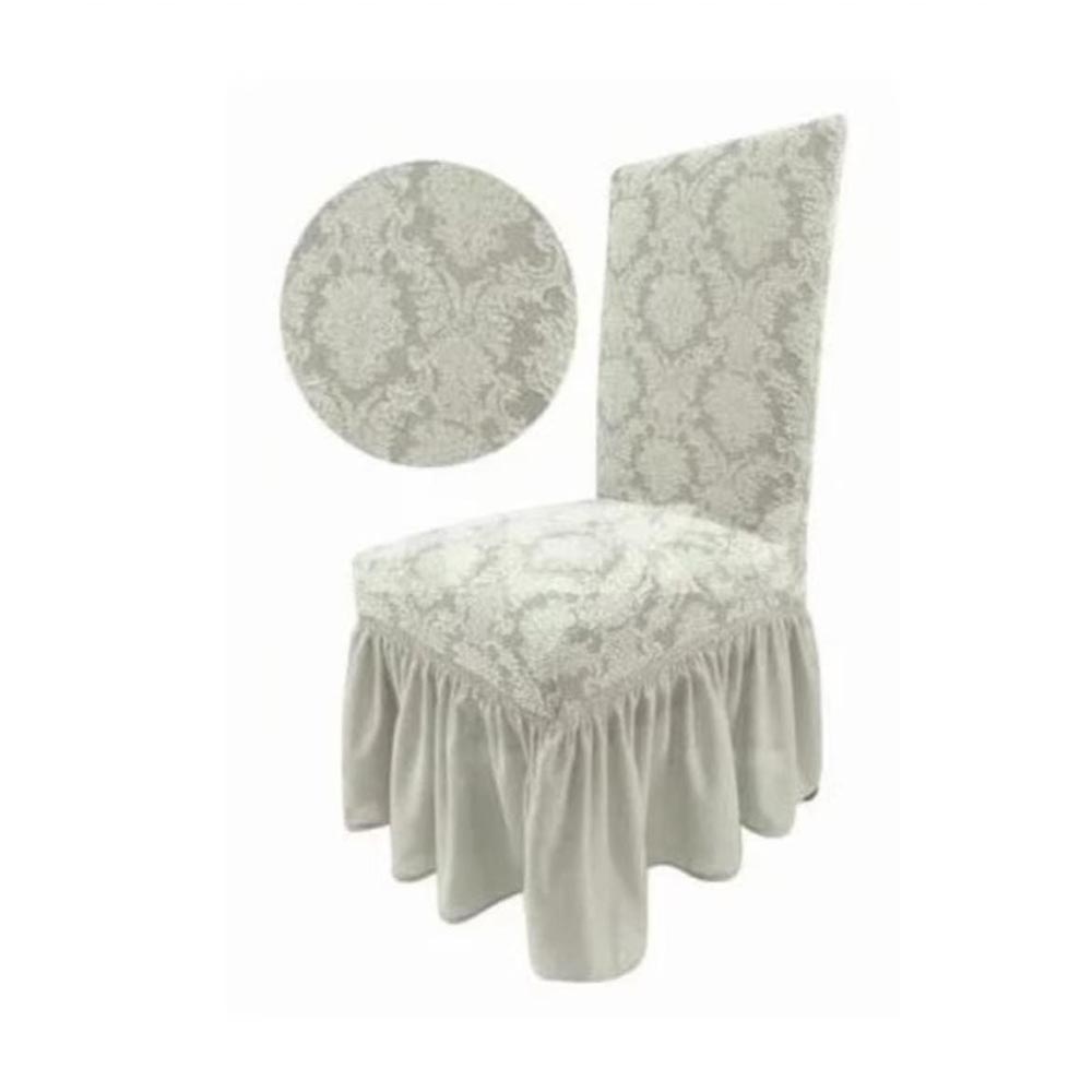 5-3.jpg Set 6 huse elastice pentru scaune, cu volanas, model Jacquard Alb - imagine 1