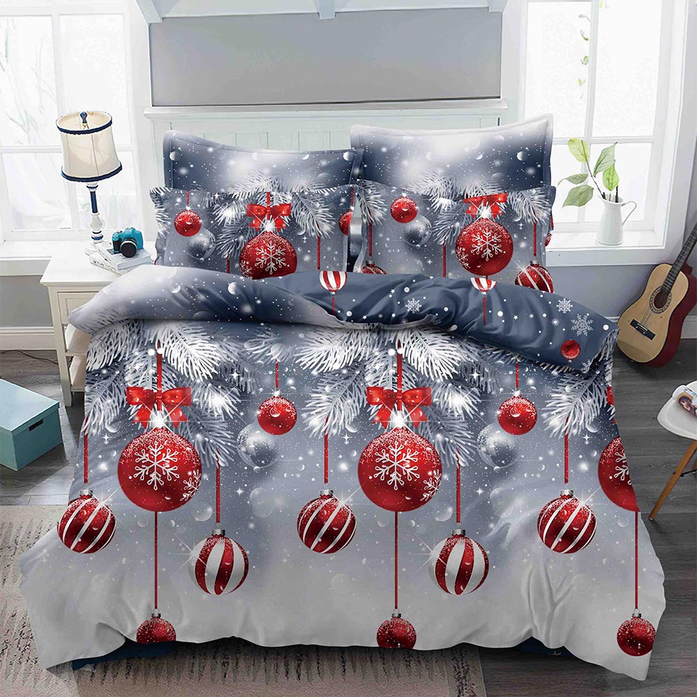 5.jpg Set Lenjerie Pat 1 Persoana din Bumbac Finet imprimeu Mos Craciun, 4 Piese JOLSIXMAS05 - imagine 1