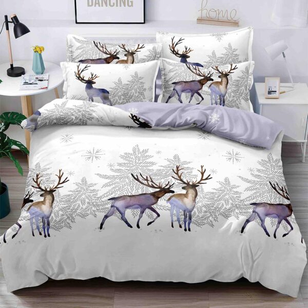Set Lenjerie Pat 1 Persoana  din Bumbac Finet   imprimeu  Mos Craciun, 4 Piese JOLSIXMAS06