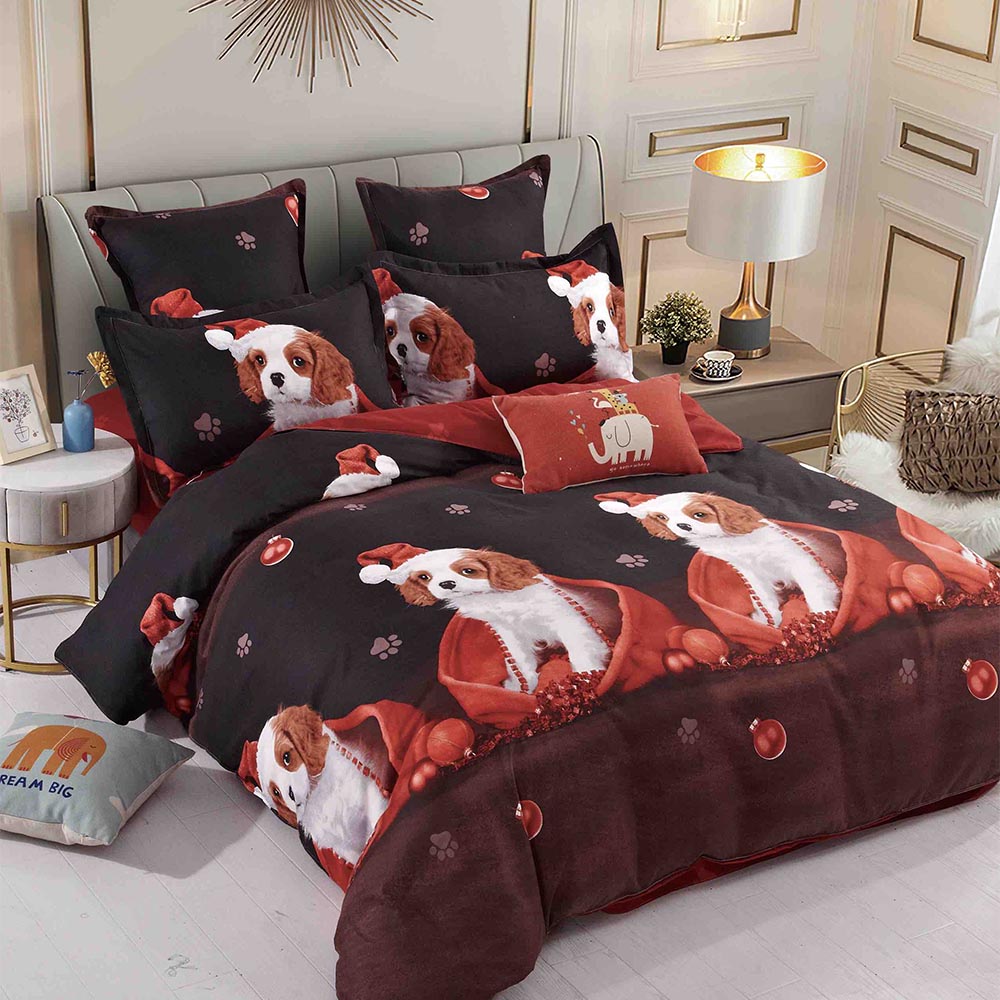 8.jpg Set Lenjerie Pat Dublu , 6 Piese din Bumbac Finet , Mos Craciun JOLFXMAS08 - imagine 1