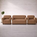 Set Husa Canapea 3 Locuri + 2 Huse Fotolii - Bej auriu