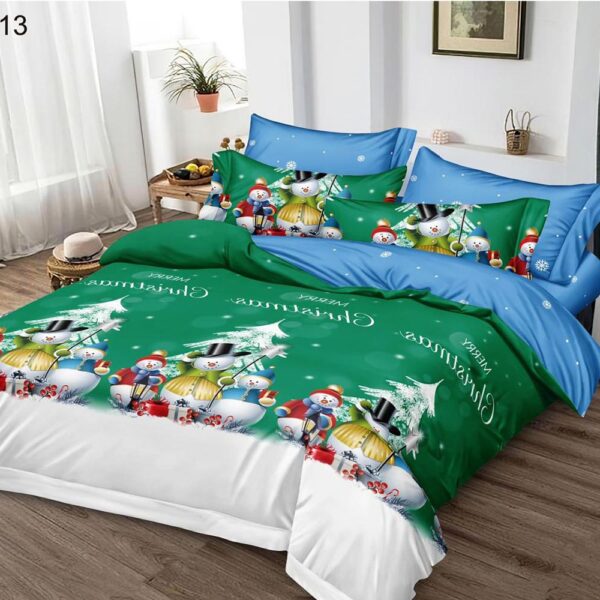 Set Lenjerie Pat Dublu , Cearceaf cu Elastic, 6 Piese din Bumbac Finet , Mos Craciun LFE7XMAS-C13