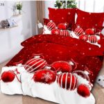 Set Lenjerie Pat Dublu , Cearceaf cu Elastic, 6 Piese din Bumbac Finet , Mos Craciun LFE7XMAS-C15