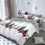 Set Lenjerie Pat Dublu , Cearceaf cu Elastic, 6 Piese din Bumbac Finet , Mos Craciun LFE7XMAS-C18
