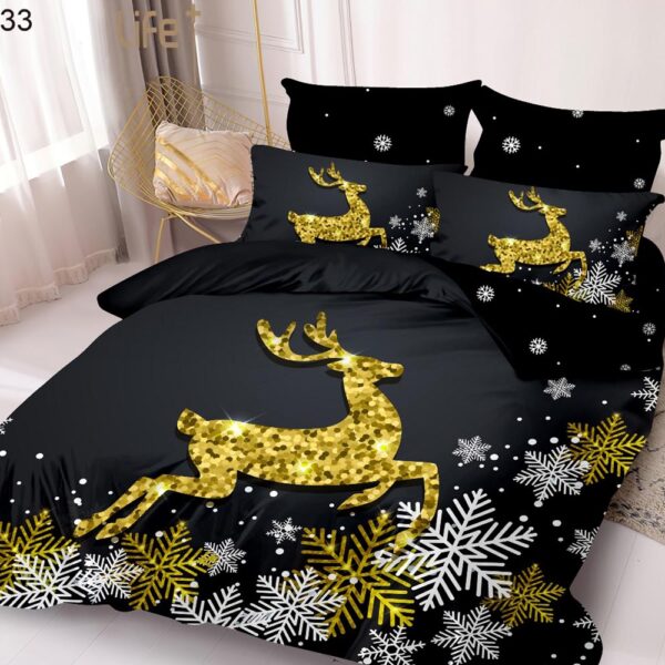 Set Lenjerie Pat Dublu , Cearceaf cu Elastic, 6 Piese din Bumbac Finet , Mos Craciun LFE7XMAS-C33