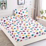 Set husa pentru pat 90*200 cm confectionata din bumbac finet cu imprimeu + 2 fete de perna HP1JH-002