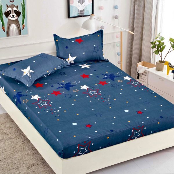Set husa pentru pat 90*200 cm confectionata din bumbac finet cu imprimeu + 2 fete de perna HP1JH-004