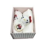 Set 2 scutece muselina bumbac organic + zornaitoare crosetata Hello Kitty - imagine 2
