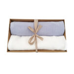 Set scutece muselina creponata bleu+ alb - imagine 3