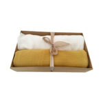 Set scutece muselina creponata ocru+ alb - imagine 3