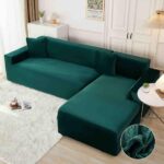 Set 2 huse elastice pentru coltar, catifea, marime: M+L, Verde