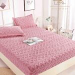 Husa pat cu elastic 180?200 cm  Cocolino Tricot + 2 fe?e perna  Roz