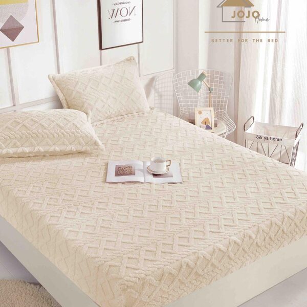 Husa pat cu elastic 180?200 cm  Cocolino Tricot + 2 fe?e perna Crem