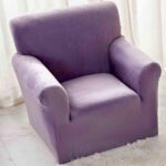 Husa elastica din catifea, fotoliu , cu brate, Lila