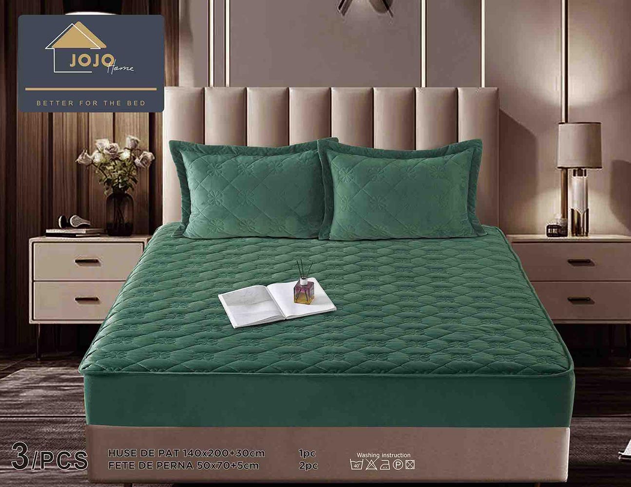 JOJTC14001-1.jpg Husă Pat tip Topper cu elastic + 2 fețe de pernă 140x200 cm JOJTC14001 - imagine 1