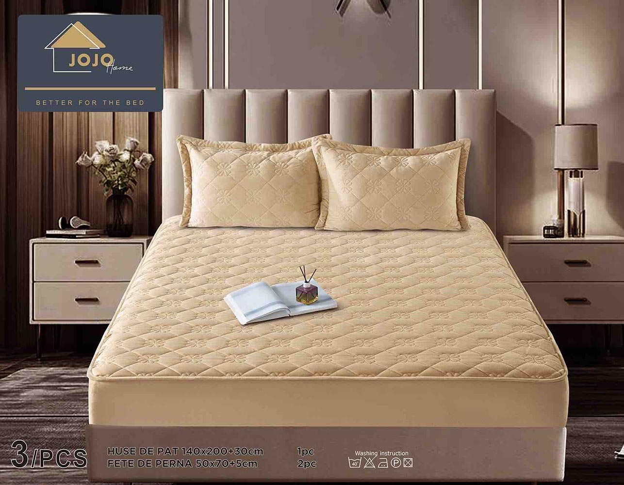 JOJTC14003-1.jpg Husă Pat tip Topper cu elastic + 2 fețe de pernă 140x200 cm JOJTC14003 - imagine 1