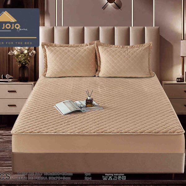 Husă Pat tip Topper cu elastic + 2 fețe de pernă 160x200 cm JOJTC16003