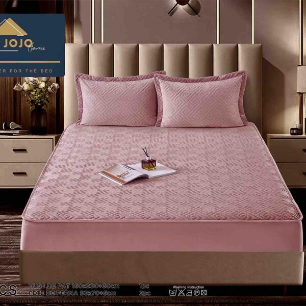 Husă Pat tip Topper cu elastic + 2 fețe de pernă 160x200 cm JOJTC16005