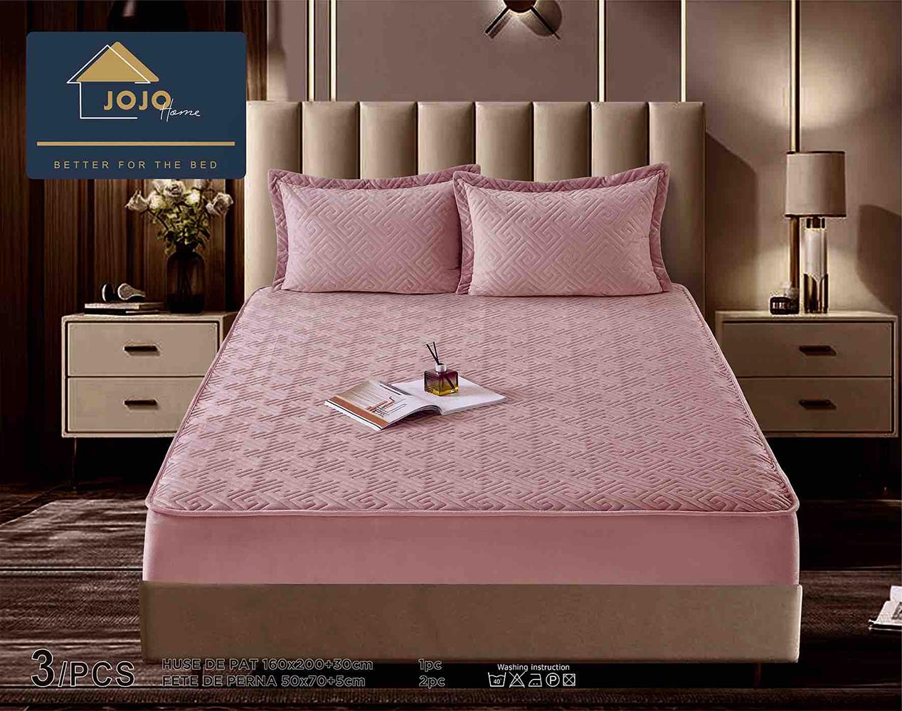 JOJTC16005-1.jpg Husă Pat tip Topper cu elastic + 2 fețe de pernă 160x200 cm JOJTC16005 - imagine 1