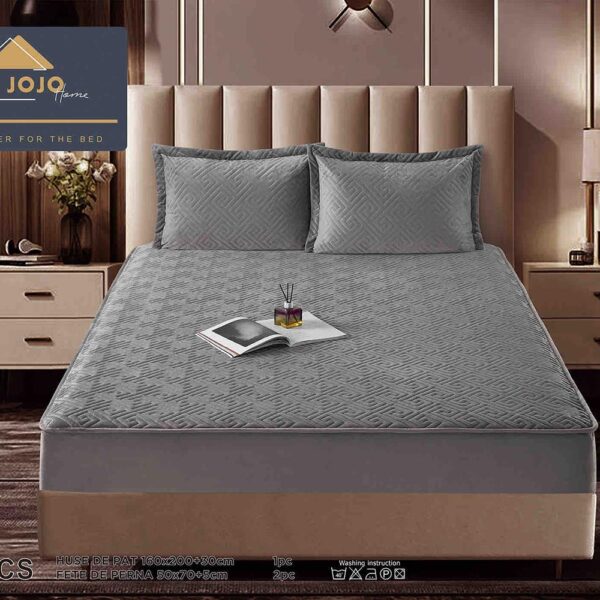 Husă Pat tip Topper cu elastic + 2 fețe de pernă 160x200 cm JOJTC16011