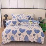 Set lenjerie cocolino pufoasa, cu elastic, pat 2 persoane, 4 piese