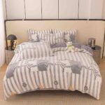 Set lenjerie cocolino pufoasa, cu elastic, pat 2 persoane, 4 piese