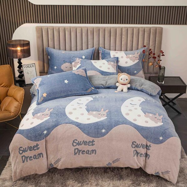 Set lenjerie cocolino pufoasa, cu elastic, pat 2 persoane, 4 piese