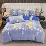 Set lenjerie cocolino pufoasa, cu elastic, pat 2 persoane, 4 piese