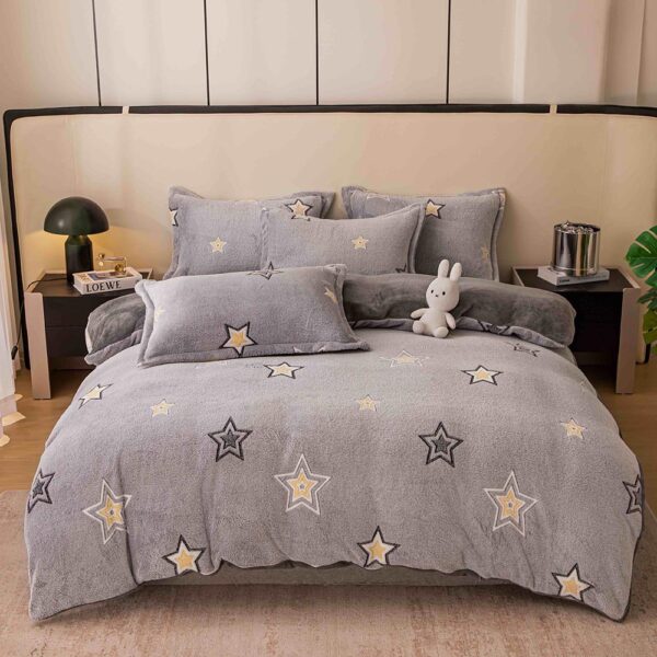 Set lenjerie cocolino pufoasa, cu elastic, pat 2 persoane, 4 piese