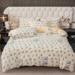 Set lenjerie cocolino pufoasa, cu elastic, pat 2 persoane, 4 piese
