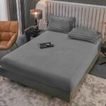 Set lenjerie cocolino pufoasa, model dungi groase, cu elastic, pat 2 persoane, 4 piese - imagine 3