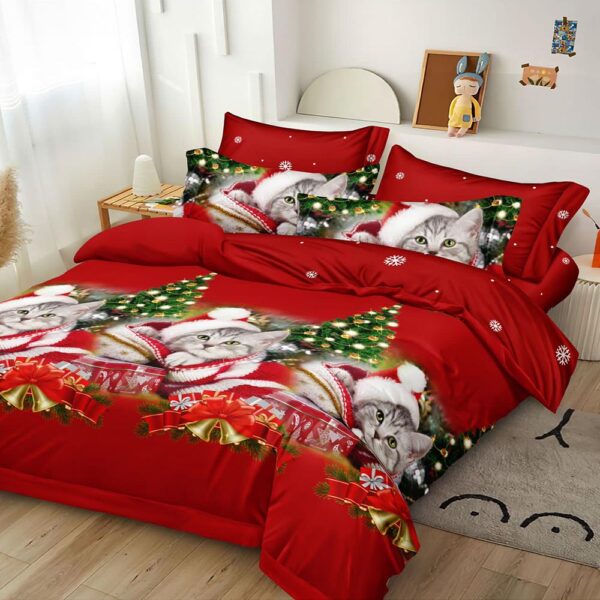Lenjerie de pat  pentru pat dublu  Craciun  - finet , 6 piese LF7XMAS-10