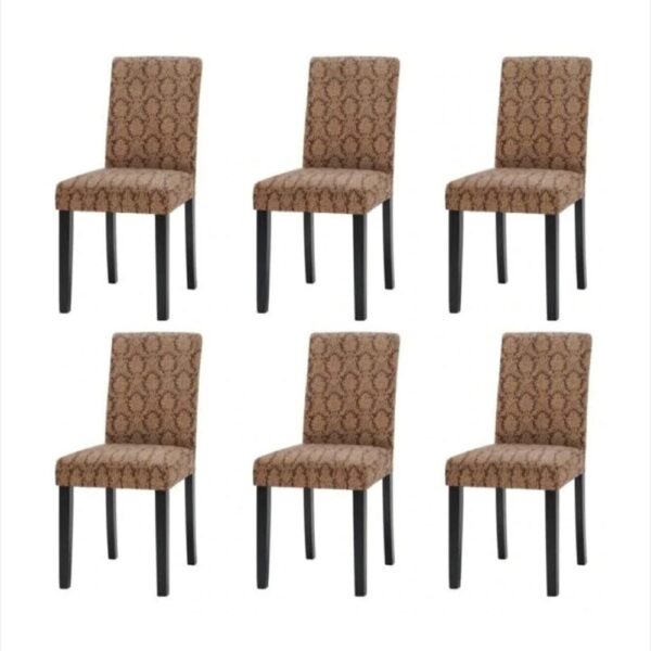 Set 6 huse elastice pentru scaune,  model Jacquard  Bej