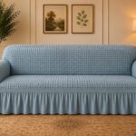 Husa cu volan canapea 3 locuri - material creponat Bleu