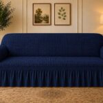Husa cu volan canapea 3 locuri - material creponat Bleumarin