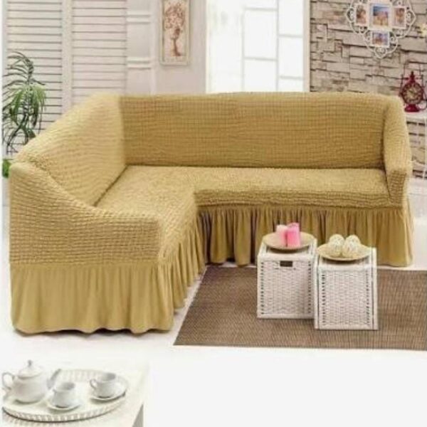 Husa cu volan coltar  - material creponat Crem