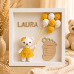Tablou personalizat Shadow Box – Ursulet fetita rochita galbena