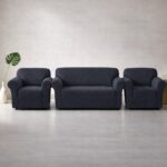 Set Husa Canapea 3 Locuri + 2 Huse Fotolii - Gri inchis